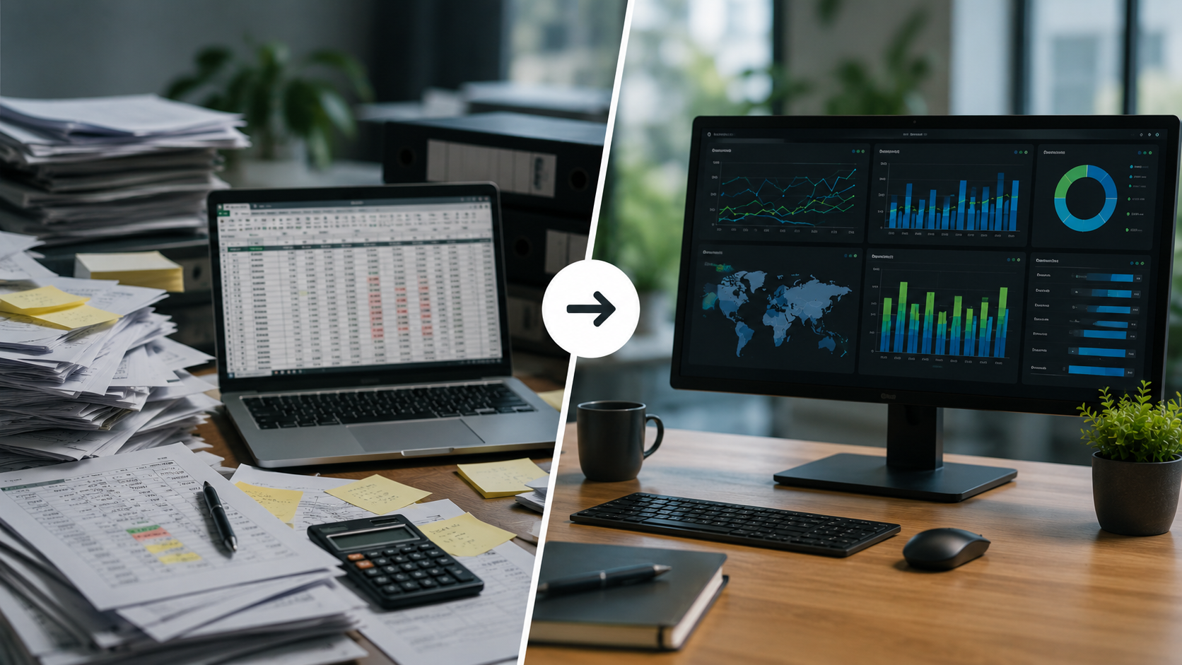 Usporedba ručnog Excel izvještavanja i automatiziranog BI dashboarda koji se osvježava u stvarnom vremenu