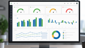 Kontroling dashboard u Qlik Sense alatu s ključnim KPI-jevima na vrhu i prikazom plan vs ostvarenje